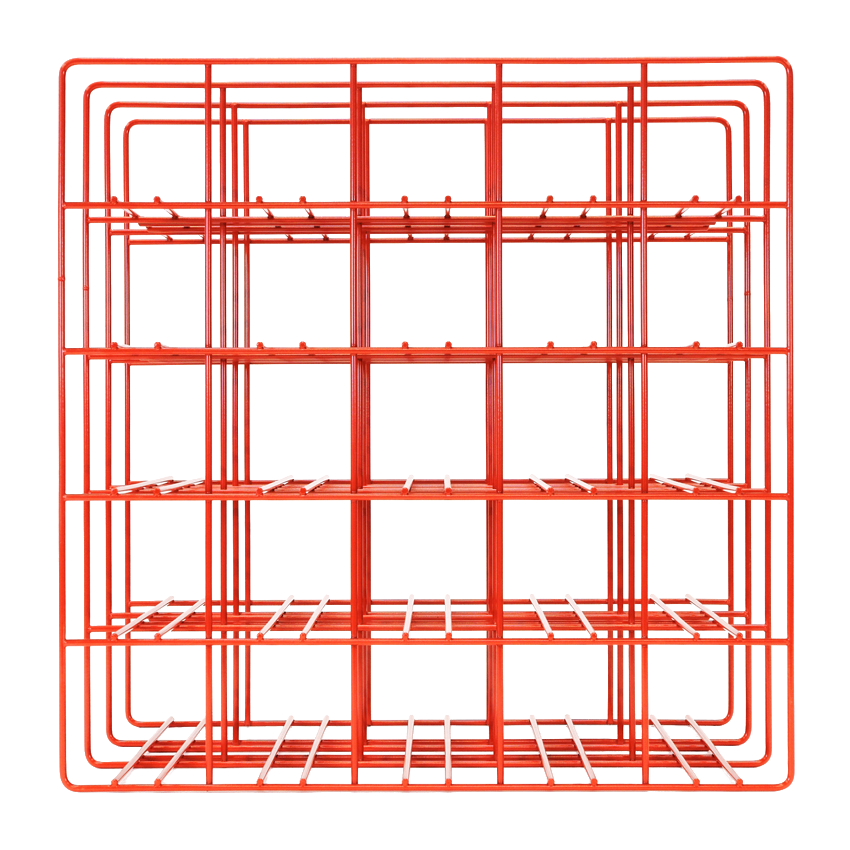 Weinregal fourpointeight für 25 Flaschen blutorange - Furch Gestaltung + Produktion